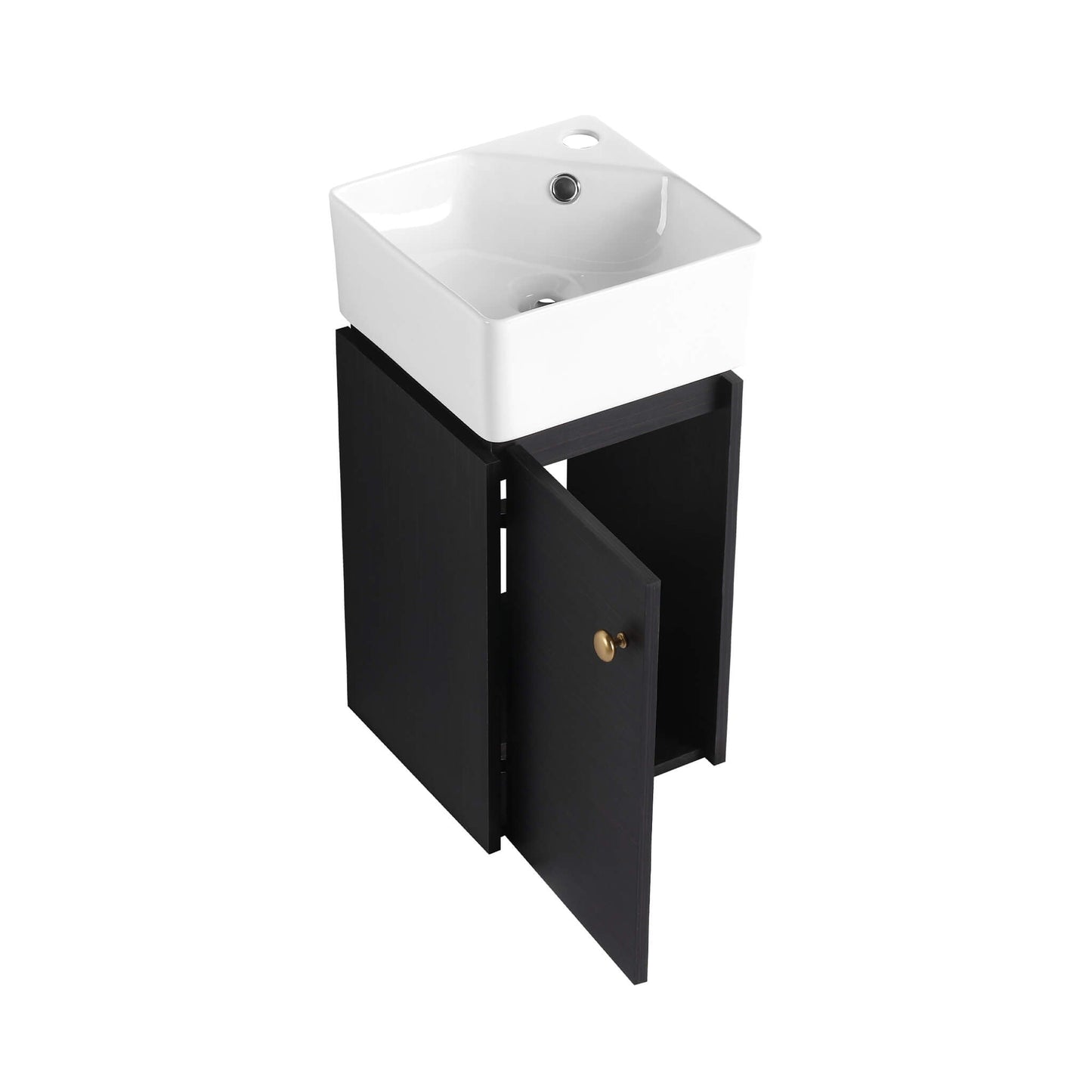 Nuvia Modern Wall-Mounted Bathroom Vanity with Ceramic Sink and Soft Close Door