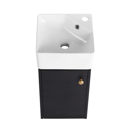 Nuvia Modern Wall-Mounted Bathroom Vanity with Ceramic Sink and Soft Close Door