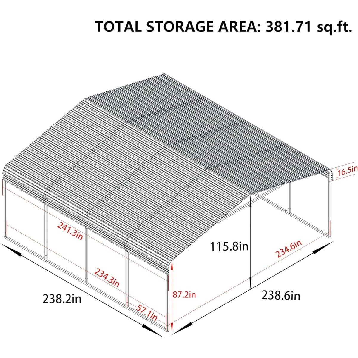 20' x 20' FT Alora Extra Large Premium Heavy-Duty Outdoor Metal Carport Shelter