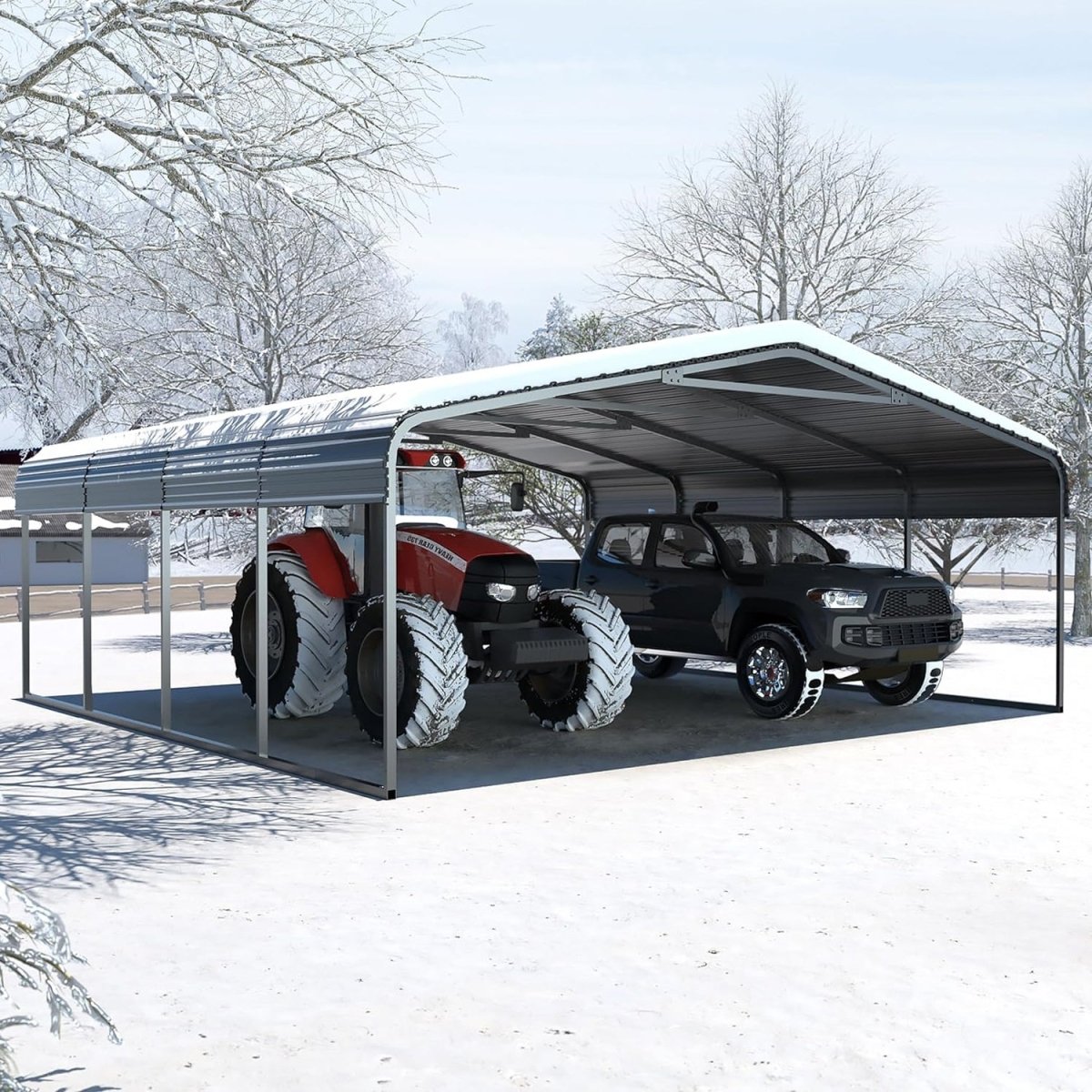 20' x 20' FT Alora Extra Large Premium Heavy-Duty Outdoor Metal Carport Shelter