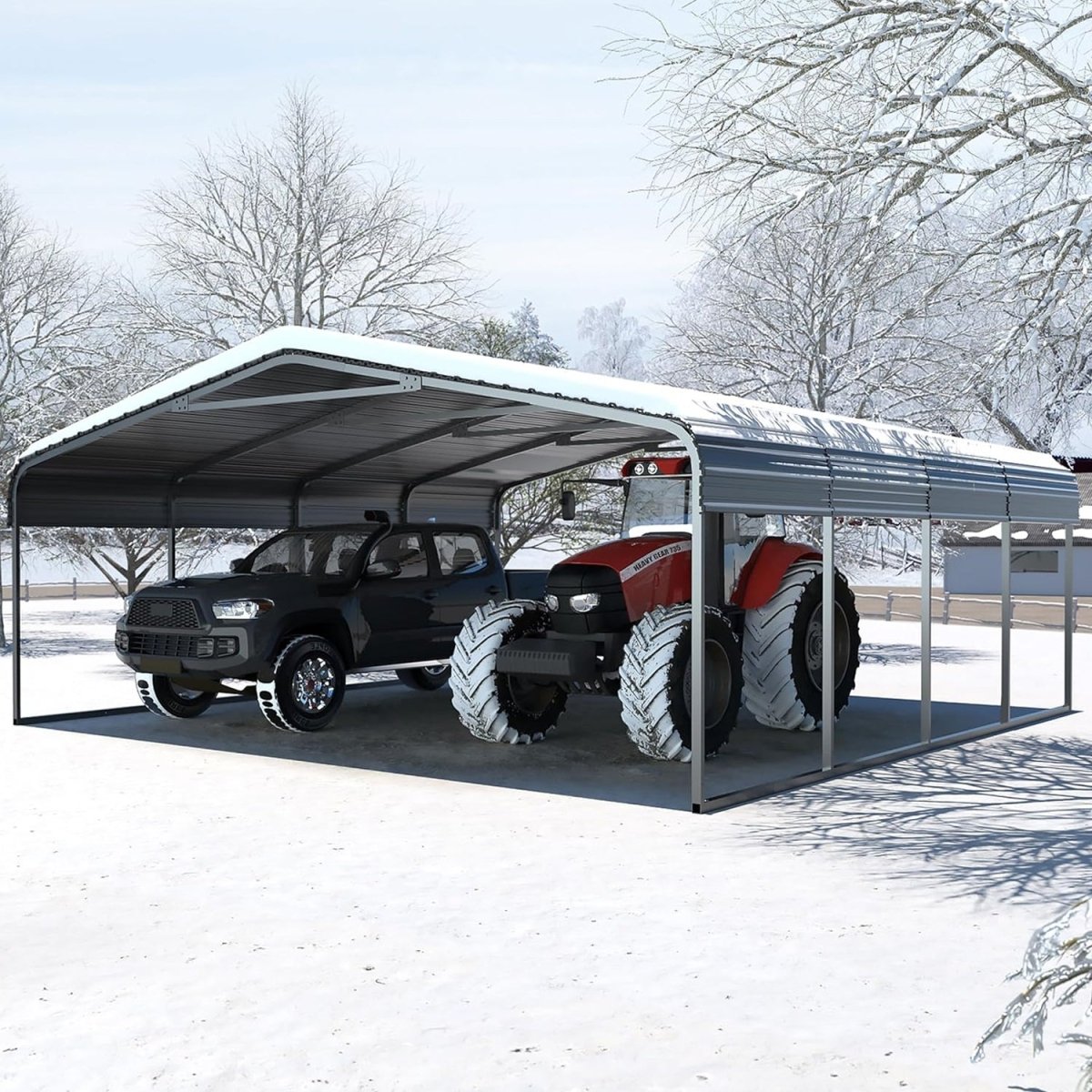 20' x 20' FT Alora Extra Large Premium Heavy-Duty Outdoor Metal Carport Shelter