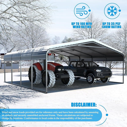 20' x 20' FT Alora Extra Large Premium Heavy-Duty Outdoor Metal Carport Shelter