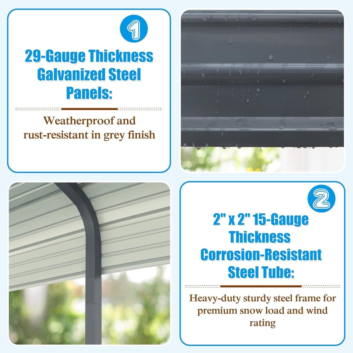20' x 20' FT Alora Extra Large Premium Heavy-Duty Outdoor Metal Carport Shelter