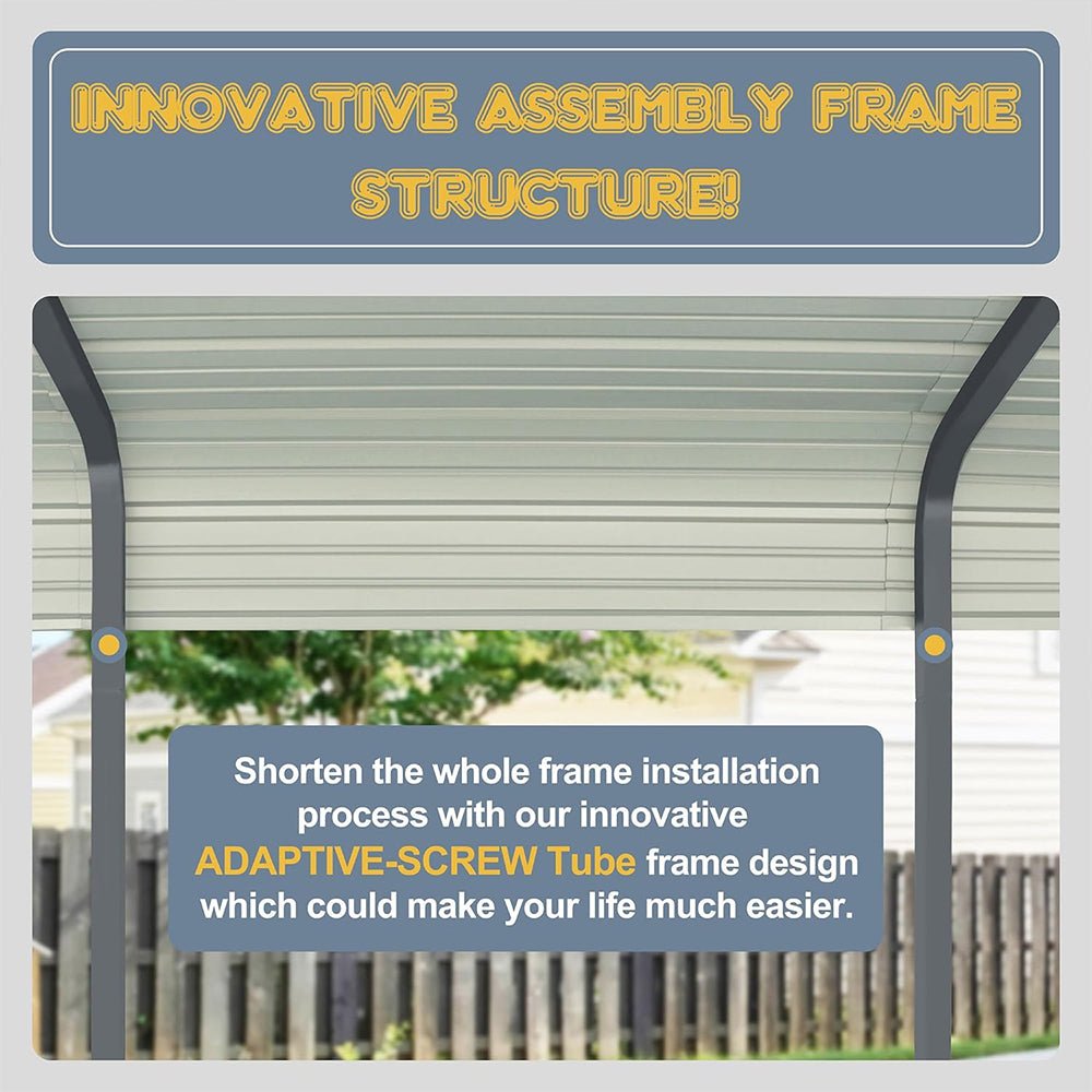 12' x 20' FTAlora Premium Heavy-Duty Outdoor Canopy Garage Shelter With Galvanized Metal Roof