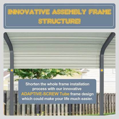 12' x 20' FTAlora Premium Heavy-Duty Outdoor Canopy Garage Shelter With Galvanized Metal Roof
