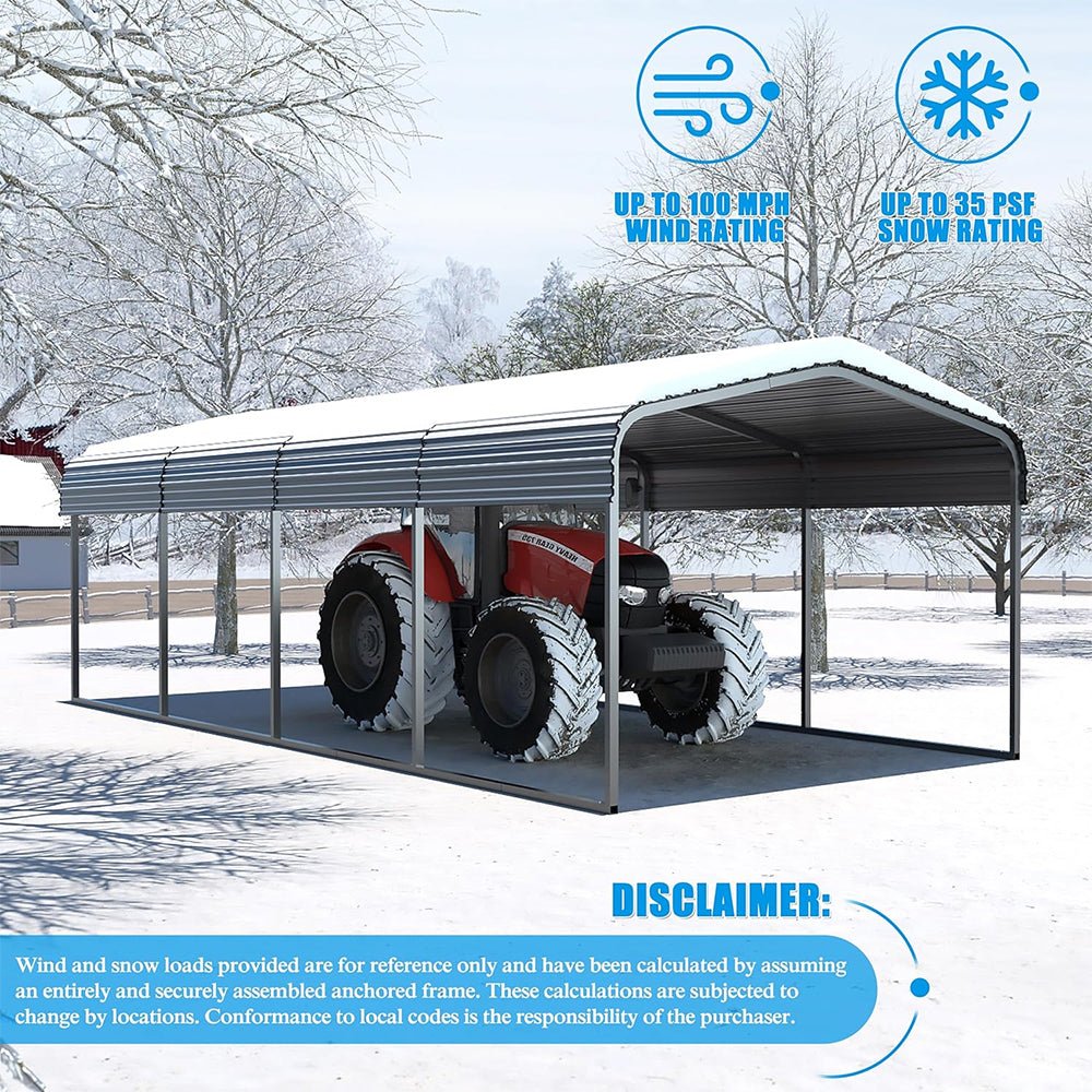 12' x 20' FTAlora Premium Heavy-Duty Outdoor Canopy Garage Shelter With Galvanized Metal Roof