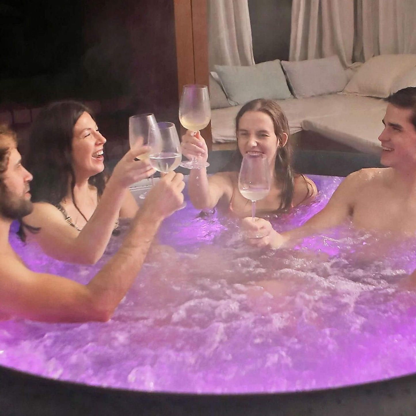 MSpa Aurora Urban Series Six-Person Inflatable Round Hot Tub with Hydro Massage