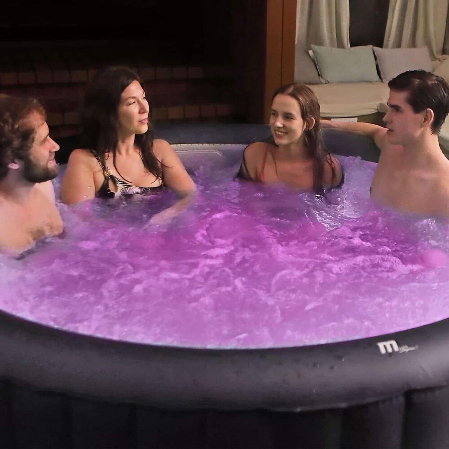 MSpa Aurora Urban Series Six-Person Inflatable Round Hot Tub with Hydro Massage