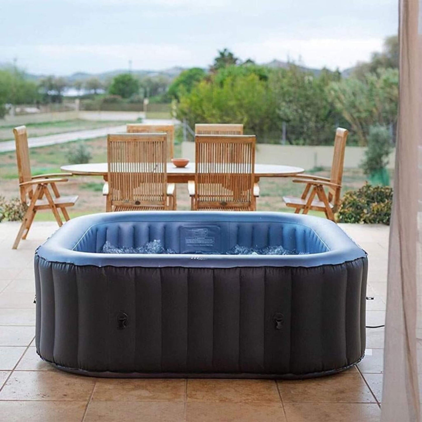 MSpa C-TE062 Tekapo Comfort Series Six-Person Inflatable Square Bubble Spa Hot Tub with 132 Bubble Jets