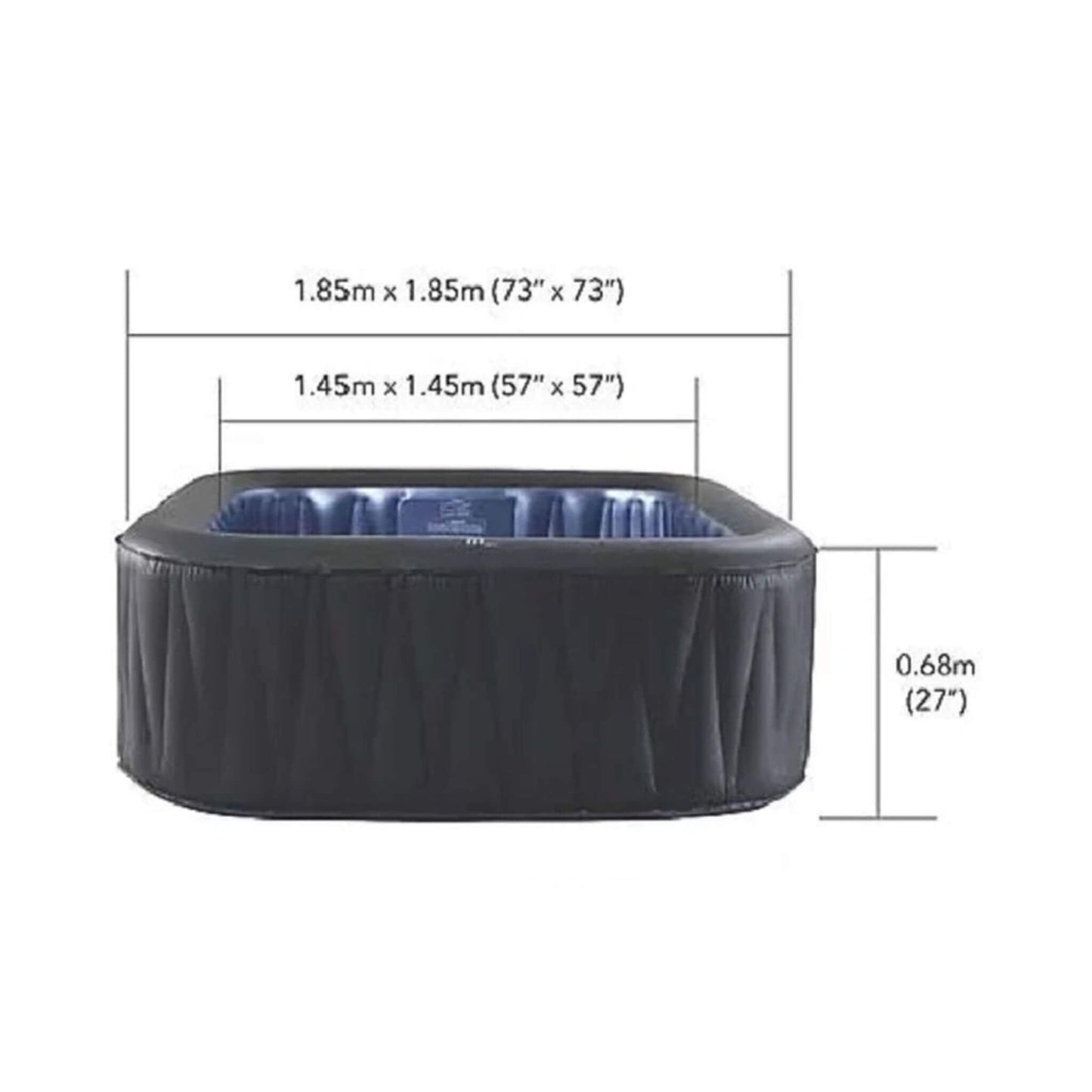 MSpa C-TE062 Tekapo Comfort Series Six-Person Inflatable Square Bubble Spa Hot Tub with 132 Bubble Jets