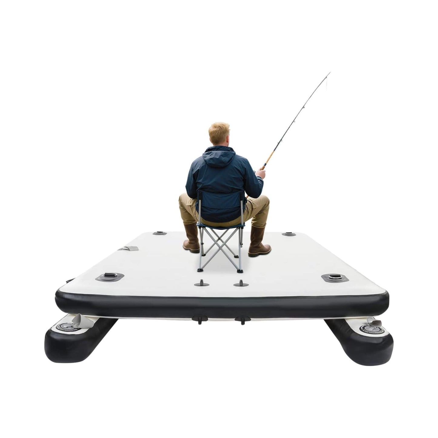 5FT x 8FT Multi-Person Inflatable Floating Dock with Pump and D-Rings