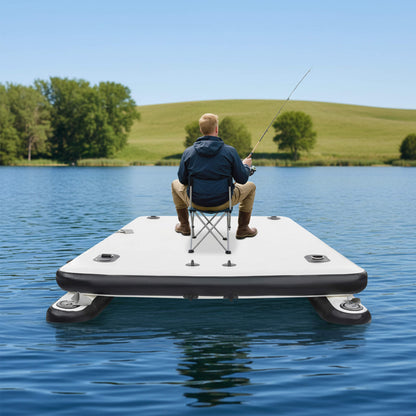 5FT x 8FT Multi-Person Inflatable Floating Dock with Pump and D-Rings