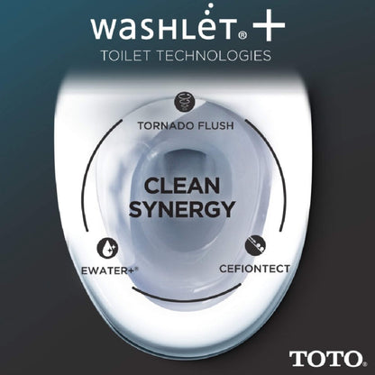 TOTO Aquia IV Cube 1.28 GPF and 0.9 GPF Dynamax Tornado Flush Toilet with Washlet S7A Bidet Seat