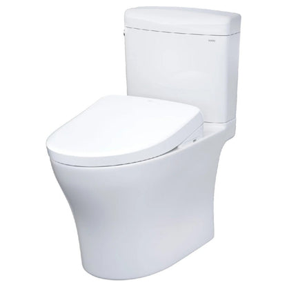 TOTO Aquia IV Cube 1.28 GPF and 0.9 GPF Dynamax Tornado Flush Toilet with Washlet S7A Bidet Seat