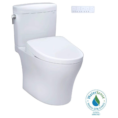 TOTO Aquia IV Cube 1.28 GPF and 0.9 GPF Dynamax Tornado Flush Toilet with Washlet S7A Bidet Seat