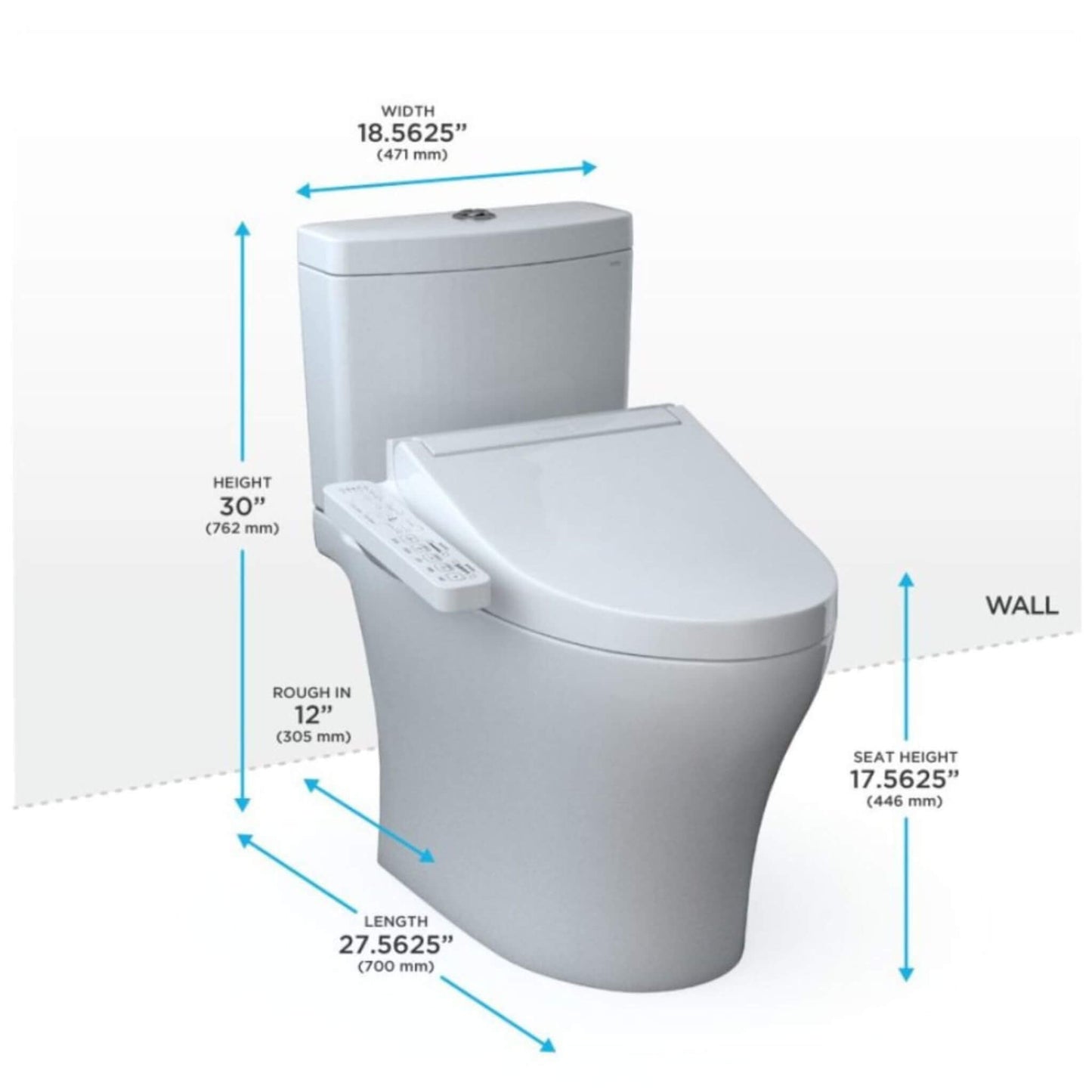 TOTO Aquia IV Washlet C2 with 1.28 GPF and 0.9 GPF Universal Height Elongated Bidet Toilet
