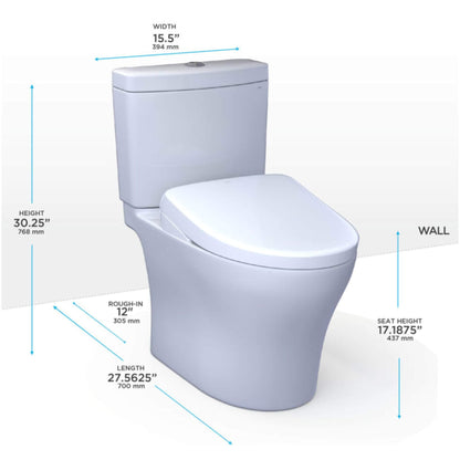 TOTO Aquia IV Dual Flush Elongated Universal Height Toilet with Washlet S7 Bidet Seat