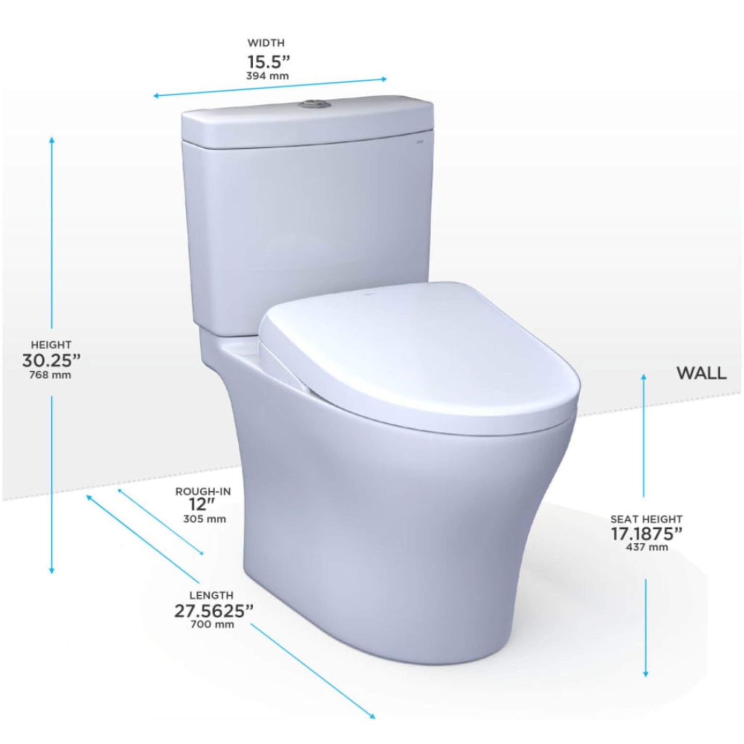 TOTO Aquia IV Dual Flush Elongated Chair Height Toilet with Washlet S7A