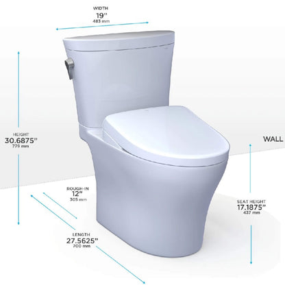 TOTO Aquia IV Arc Dual Flush Universal Height Toilet with Washlet S7 Bidet Seat