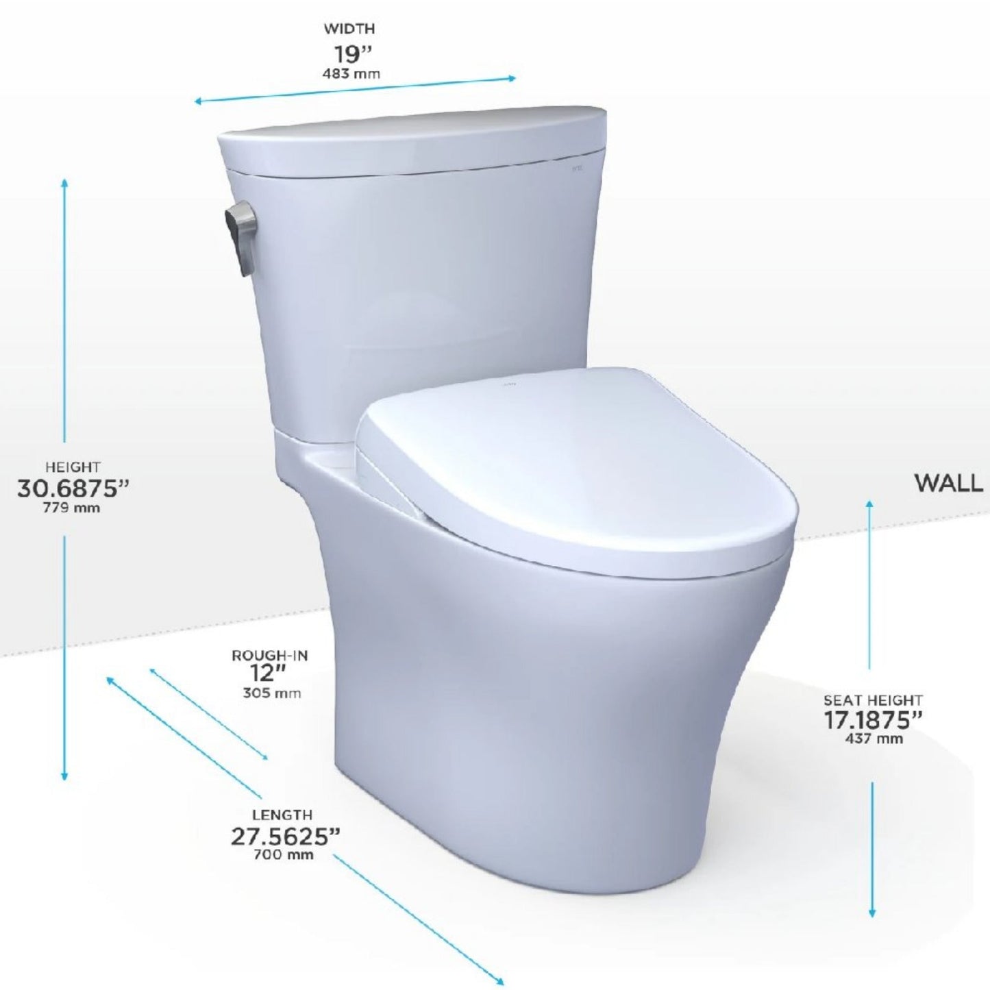TOTO Aquia IV Arc Dual Flush Universal Height Toilet with S7A Auto Open Bidet Seat