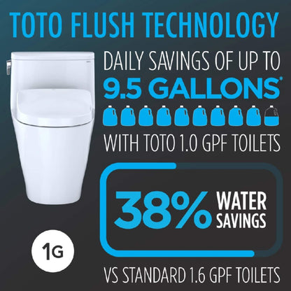 TOTO Drake II 1 GPF Elongated Chair Height Toilet with Washlet S7A Bidet Seat