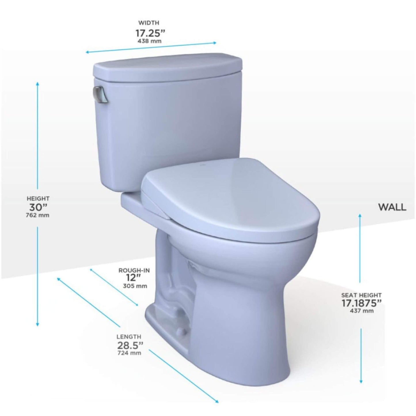 TOTO Drake II 1.28 GPF Chair Height Toilet with S7A Tornado Flush and Night Light