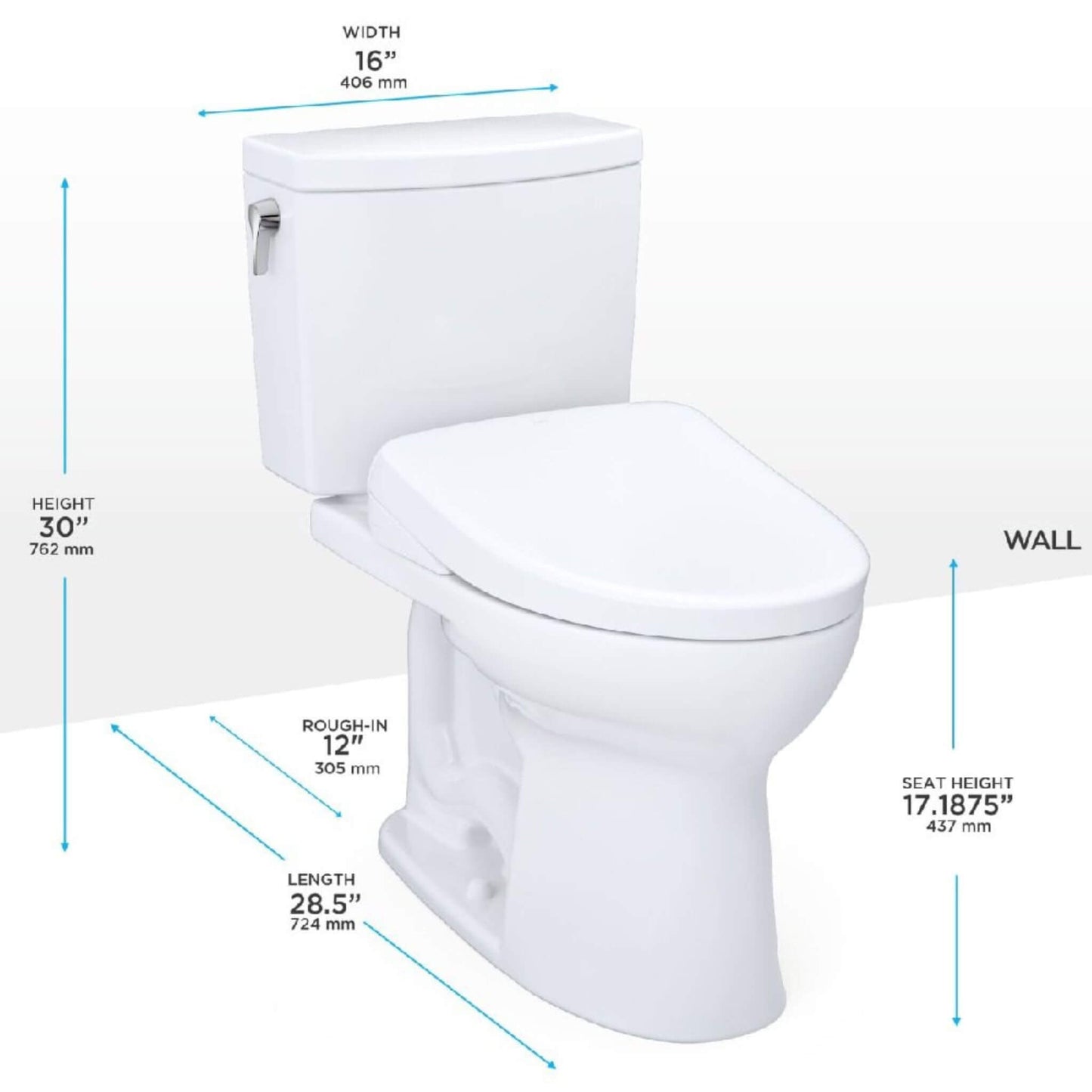 TOTO Drake II Washlet S7A with 1.0 GPF Elongated Bidet Toilet
