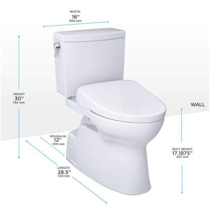 TOTO Vespin II 1 GPF EWater Elongated Toilet with Washlet S7 Bidet Seat and Night Light