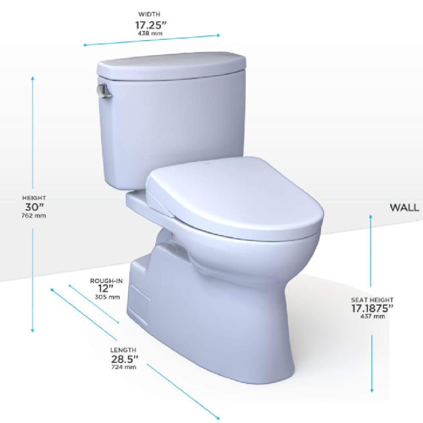 TOTO Vespin II 1.28 GPF Chair Height Elongated Toilet with Washlet+ S7A Auto Open Bidet Seat