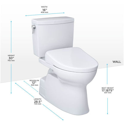 TOTO Vespin II 1 GPF Elongated Chair Height Toilet with Washlet S7A Auto Open Bidet Seat