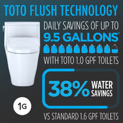 TOTO Vespin II 1 GPF Elongated Chair Height Toilet with Washlet S7A Auto Open Bidet Seat