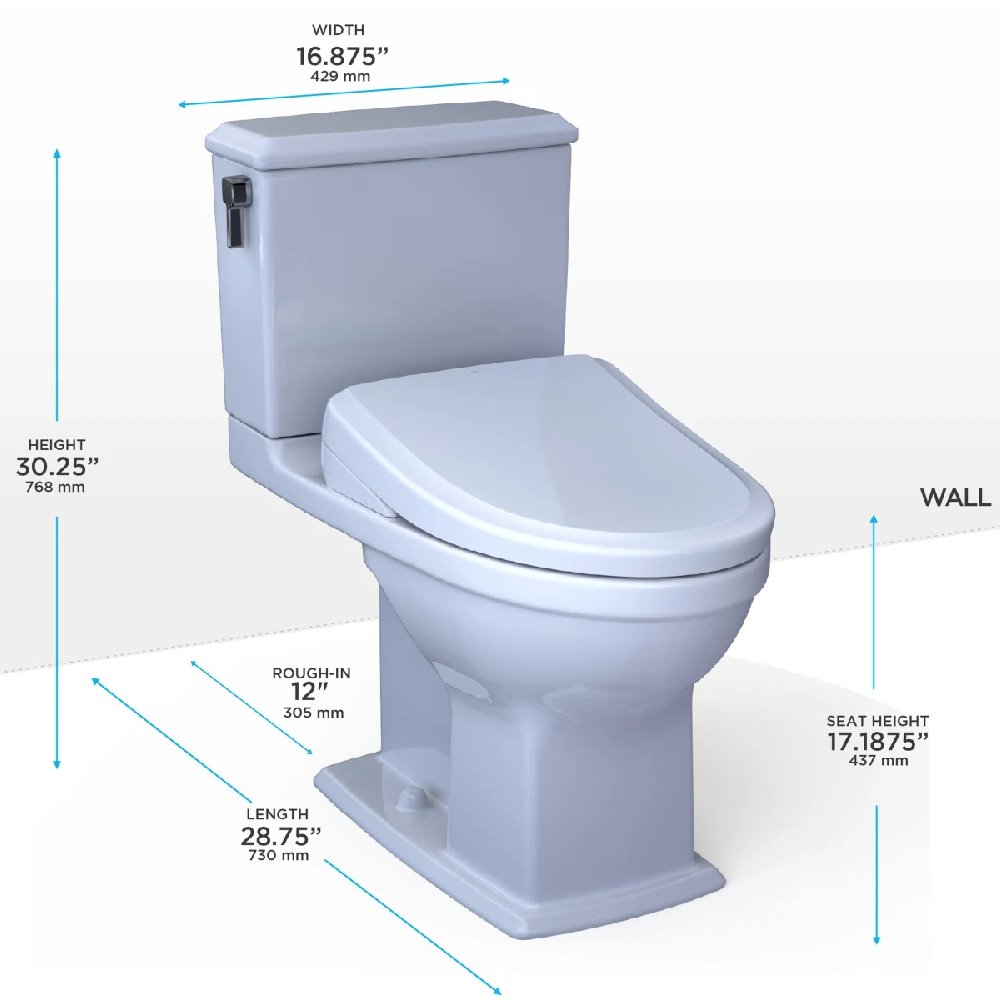 TOTO Connelly 0.9 GPF and 1.28 GPF Dual Flush Elongated Cefiontect Toilet with Washlet S7 Bidet Seat