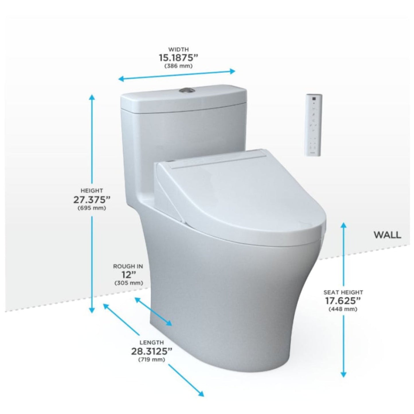 TOTO Aquia IV Washlet Elongated Chair Height Bidet Toilet Seat with Button Flush