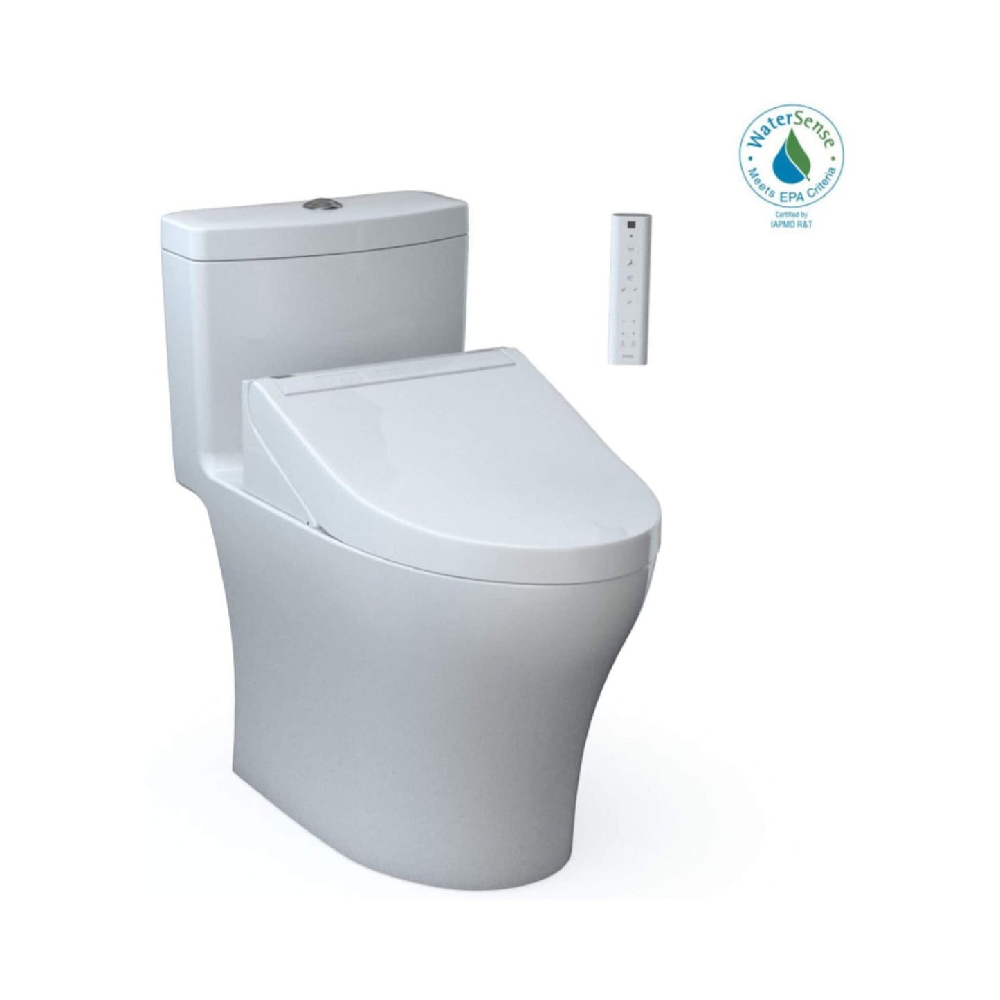 TOTO Aquia IV Washlet Elongated Chair Height Bidet Toilet Seat with Button Flush