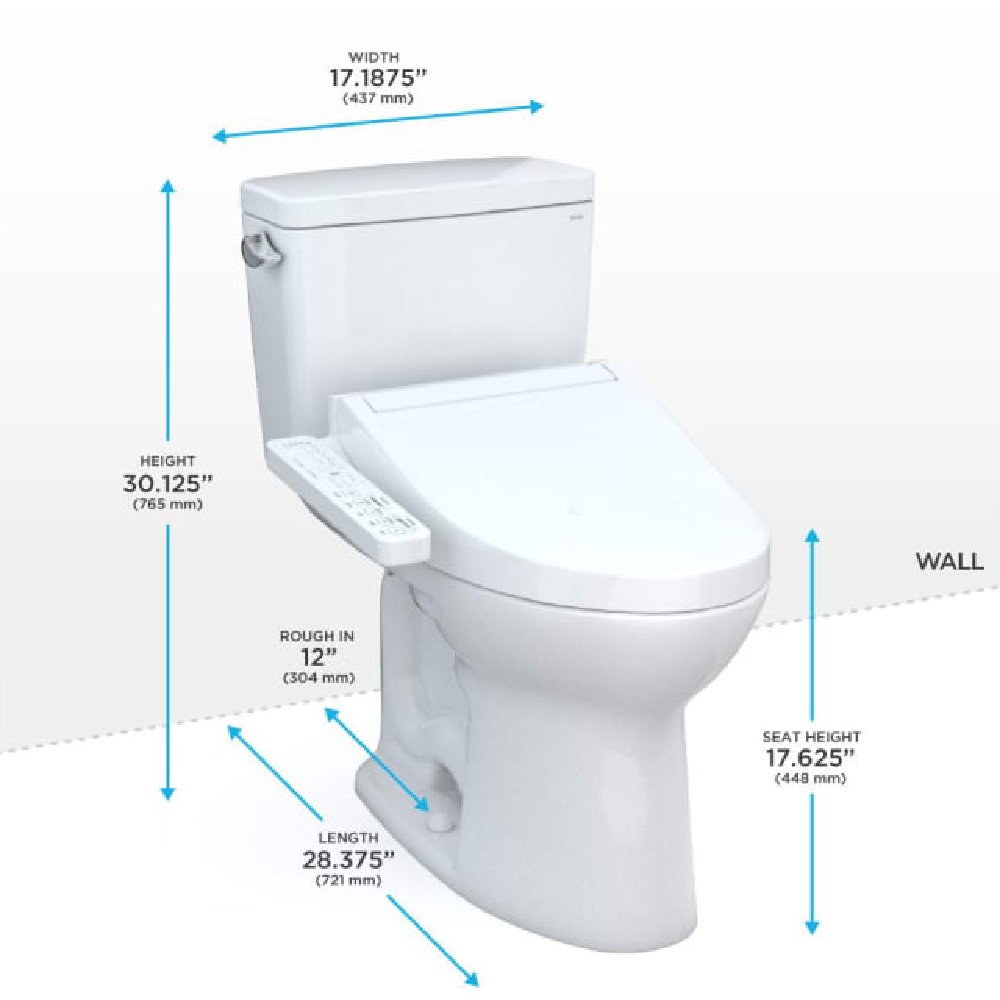 TOTO Drake Washlet C2 with 1.6 GPF Universal Height Elongated Toilet
