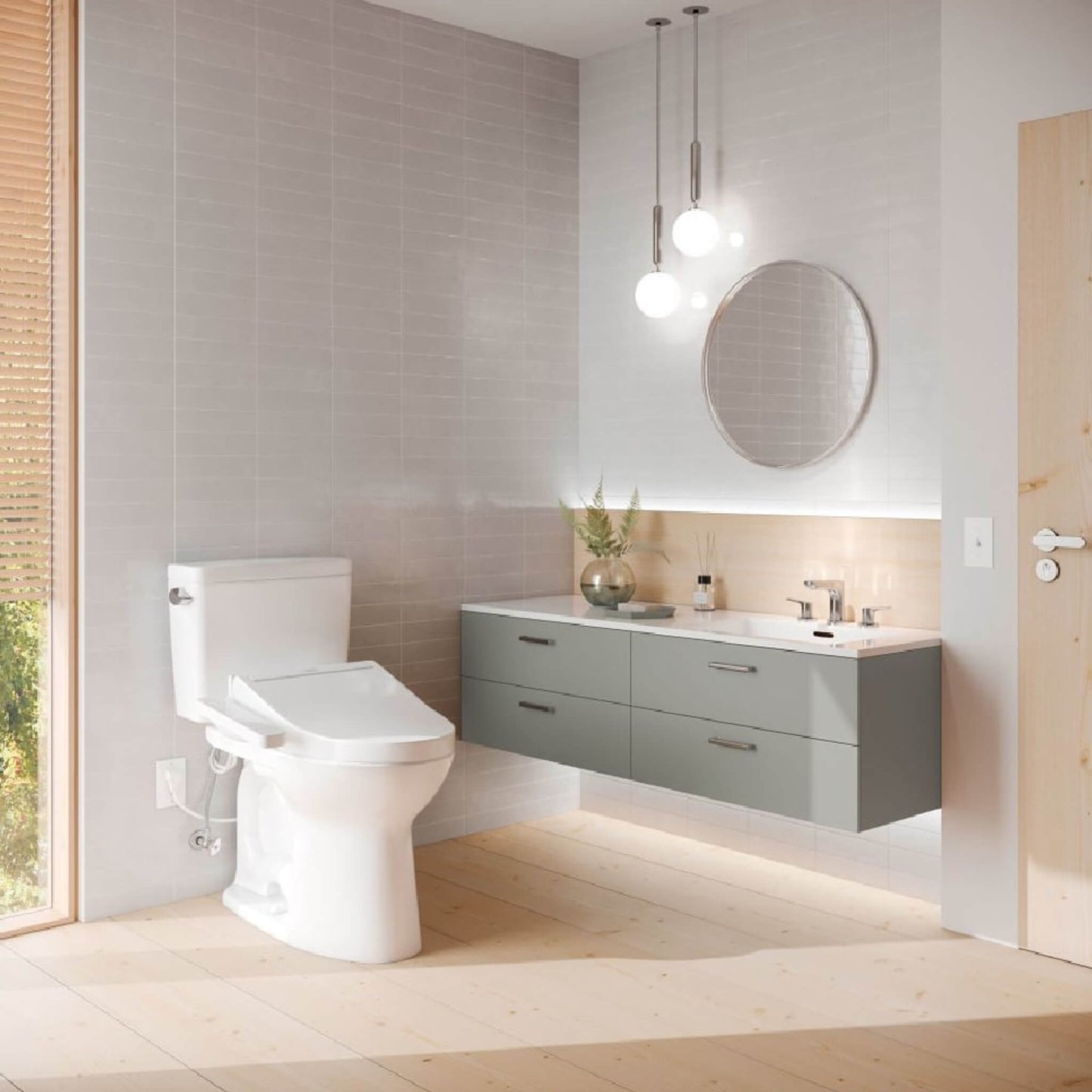 TOTO Drake Washlet C2 with 1.6 GPF Universal Height Bidet Toilet with Left Hand Lever