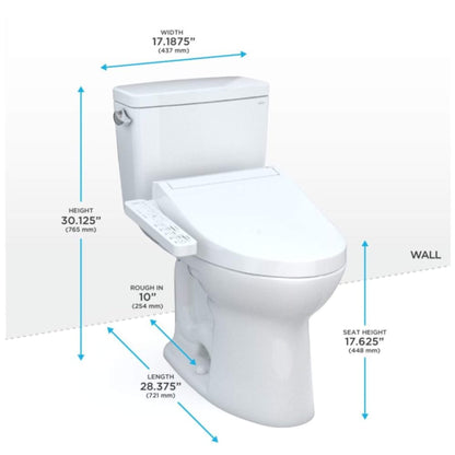 TOTO Drake Washlet C2 with 1.6 GPF Universal Height Bidet Toilet with Left Hand Lever
