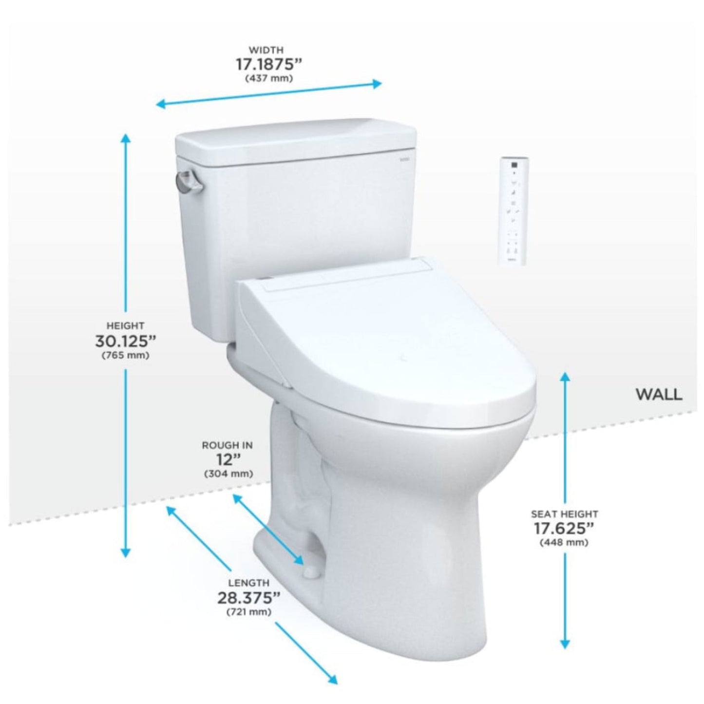TOTO Drake 1.28 GPF Washlet Universal Height Chair with C5 Bidet Toilet Seat
