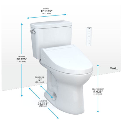 TOTO Drake 1.28 GPF Washlet Universal Height Chair with C5 Bidet Toilet Seat