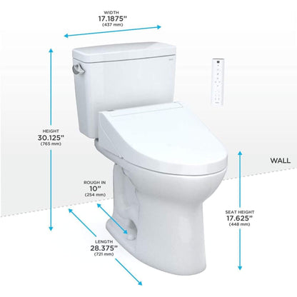 TOTO Drake 1.28 GPF Elongated Universal Height EWater+ Toilet with C5 Bidet Seat