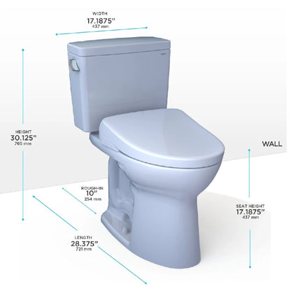 TOTO Drake 1.28 GPF Universal Height Toilet 10-Inch Rough In with Washlet S7 Bidet Seat