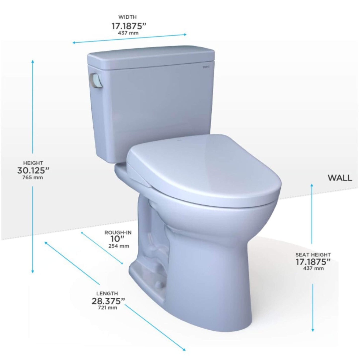 TOTO Drake 1.6 GPF Elongated Chair Height Toilet with S7 Bidet Seat and 10" Rough In