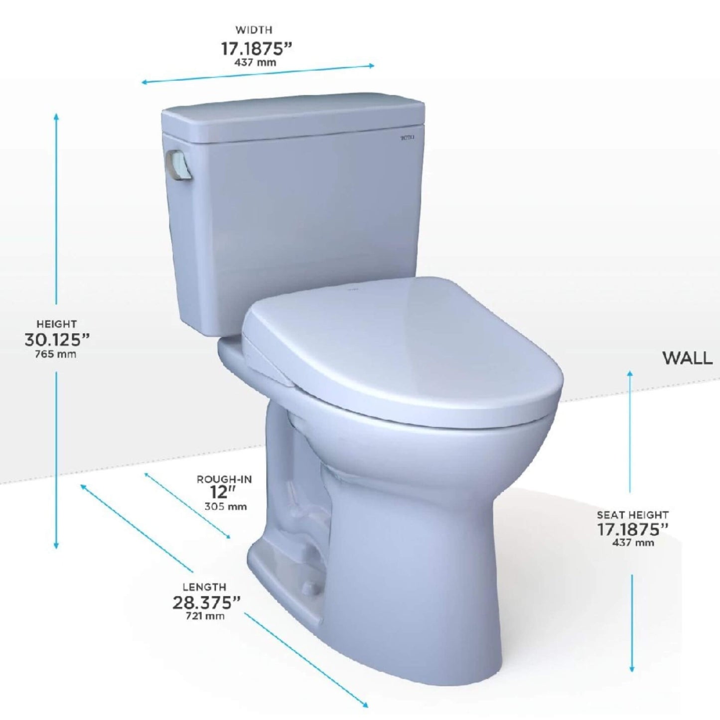 TOTO Drake 1.6 GPF Elongated Chair Height Ewater Toilet with Washlet S7A Auto Flush