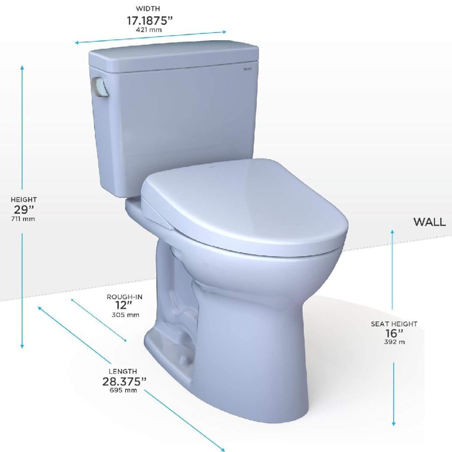 TOTO Drake 1.6 GPF with Washlet S7 Auto Flush Elogated Bidet Seat Toilet