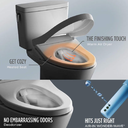 TOTO Drake 1.28 GPF Elongated Chair Height Toilet W/ Washlet S7A Auto Heated Bidet Seat & EWater+ Technlogy