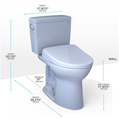 TOTO Drake 1.28 GPF Universal Height Toilet with S7A Auto Open Bidet Seat and 10" Rough In