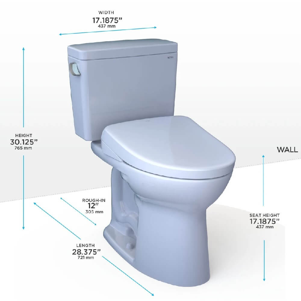 TOTO Drake 1.28 GPF Universal Height Toilet with S7A Auto Open Bidet Seat and Auto Flush