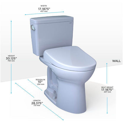TOTO Drake 1.6 GPF Elongated Chair Height Toilet with Washlet S7A and 10" Rough In