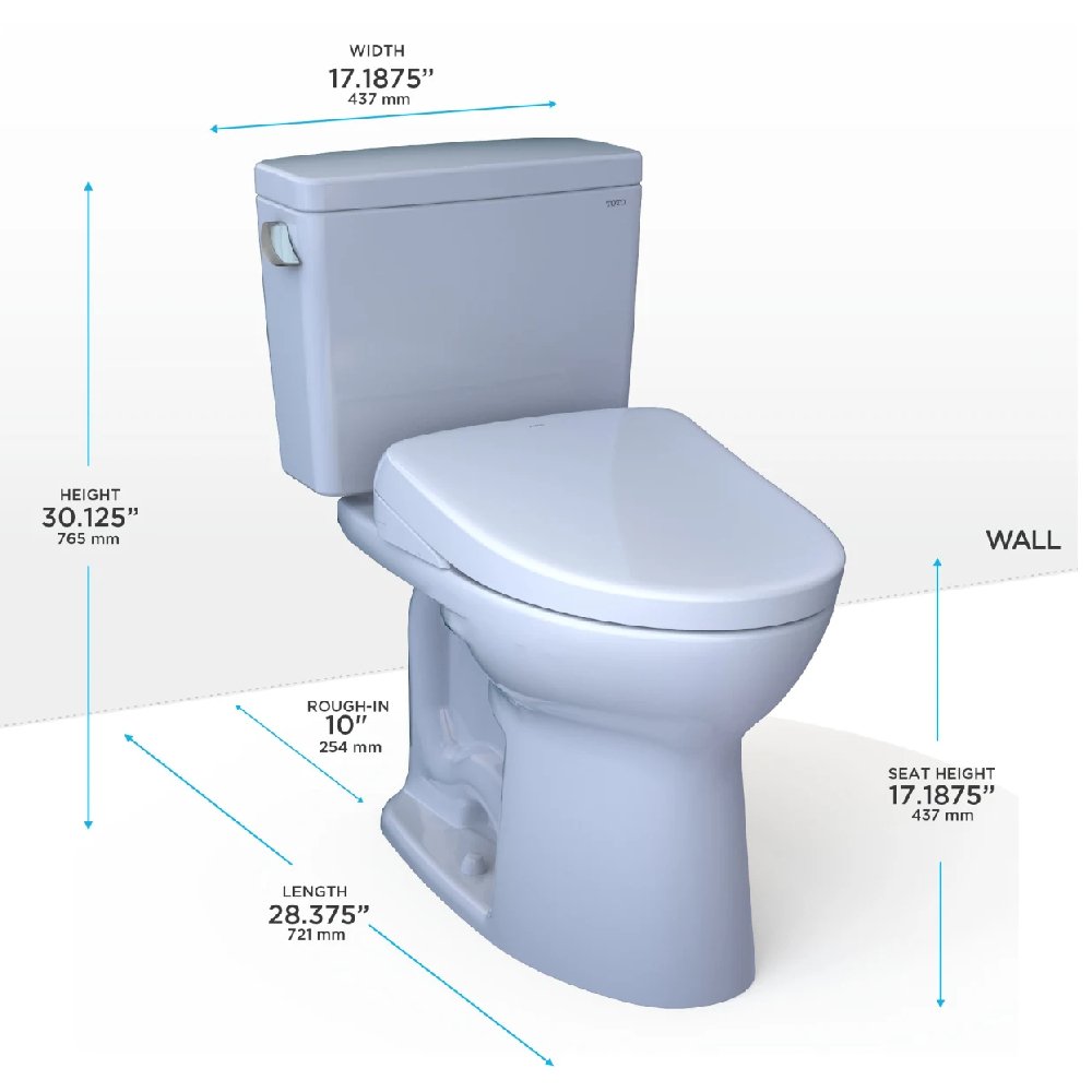 TOTO Drake 1.6 GPF Universal Height Toilet with Washlet S7A Auto Open Bidet Seat