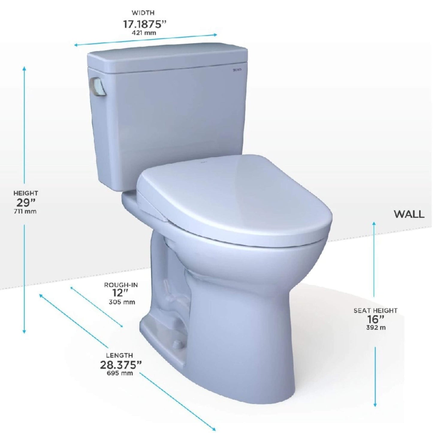 TOTO Drake 1.6 GPF with Washlet S7A Elongated Auto Flush Bidet Seat Toilet